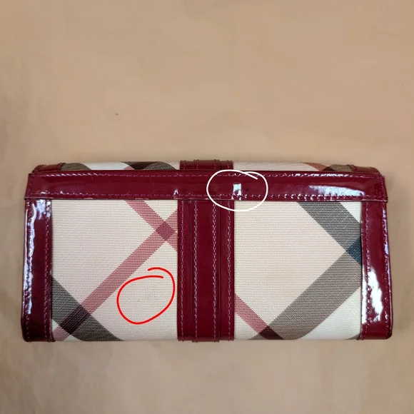 Burberry Penrose Continental Nova Check Wallet w. Cranberry Patent Leather - Picture 11 of 12